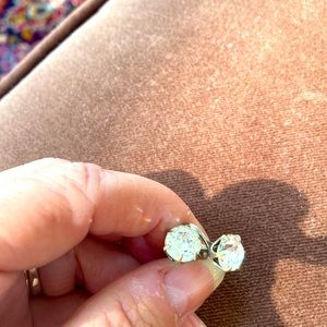 1930s OLD prong set clear glass stones. Pot metal screw back earrings.